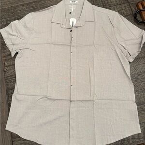 Coofandy Men's Light Gray Short Sleeve Button Down Shirt